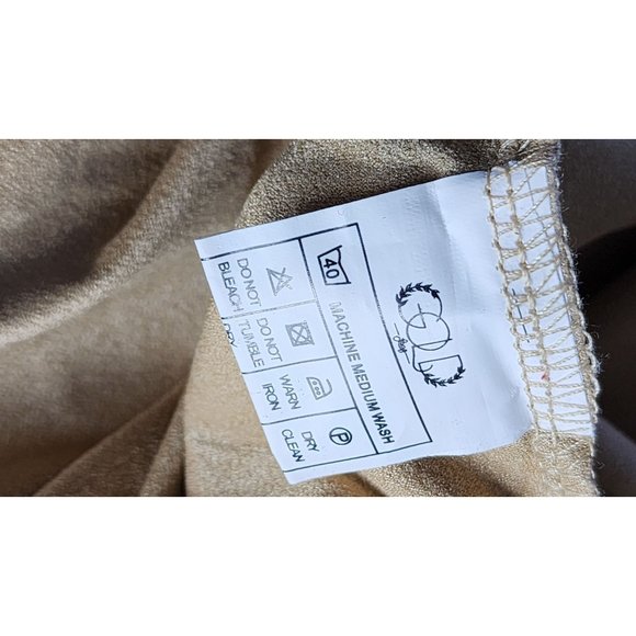 Gold Leaf Small Crew Neck Designer Shirt - Men's Soft Suede Feel Shirt in Bone - Picture 11 of 11